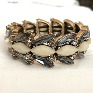 J. Crew grey and cream stone elastic bracelet